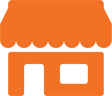 Orange icon of a small storefront with an awning.